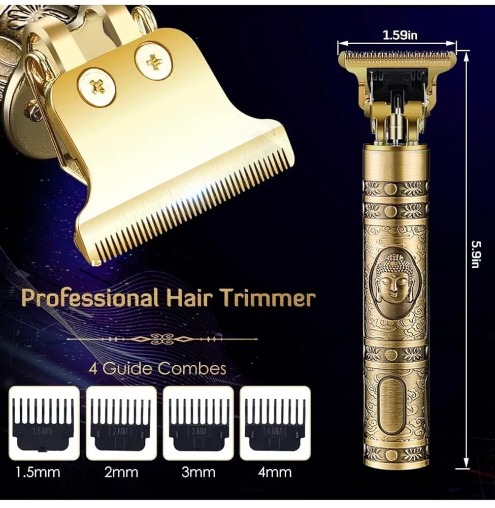 MR.THINDZ® Professional Cordless Buddha Hair Clipper - Rechargeable T - Blade Men's Grooming Shaving Machine for Self Haircuts, Barbers, and Trimmers with 4 Guide Combs - CARTitMR.THIND_STORECARTit