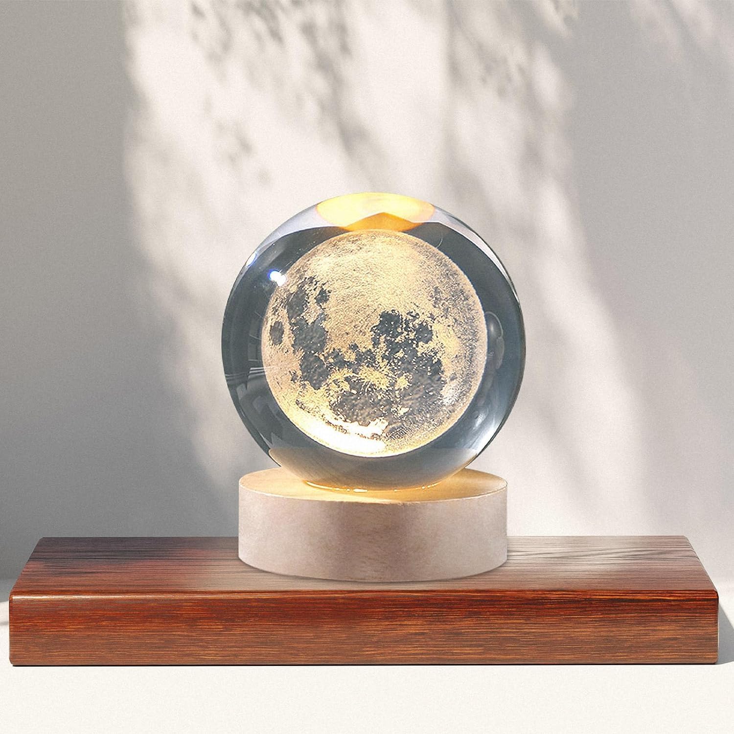 Moon Crystal Ball Night Light,2.4 Inch Glass Ball Night LED Lamp with Woodern Base,Decorations Gifts for Men,Women,Kids,Boys,Girls | Gifts for Woman | Valentine Gifts - CARTitCARTitCARTit