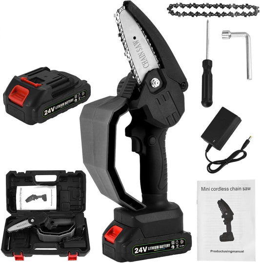 Mini Chainsaw 4 - Inch – 48V Cordless Handheld Electric Chainsaw with Safety Lock & One Large Battery | Tree Trimming & Wood Cutting Tool - CARTitCARTitCARTit