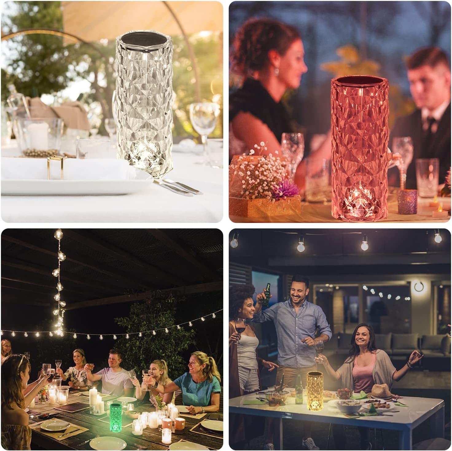 Crystal Diamond LED Table Lamp | 16 Colour Changing Touch Bedside Night Light with Remote | USB Rechargeable Decorative Lamp for Bedroom, Living Room, Party & Dinner - CARTitCARTitCARTit