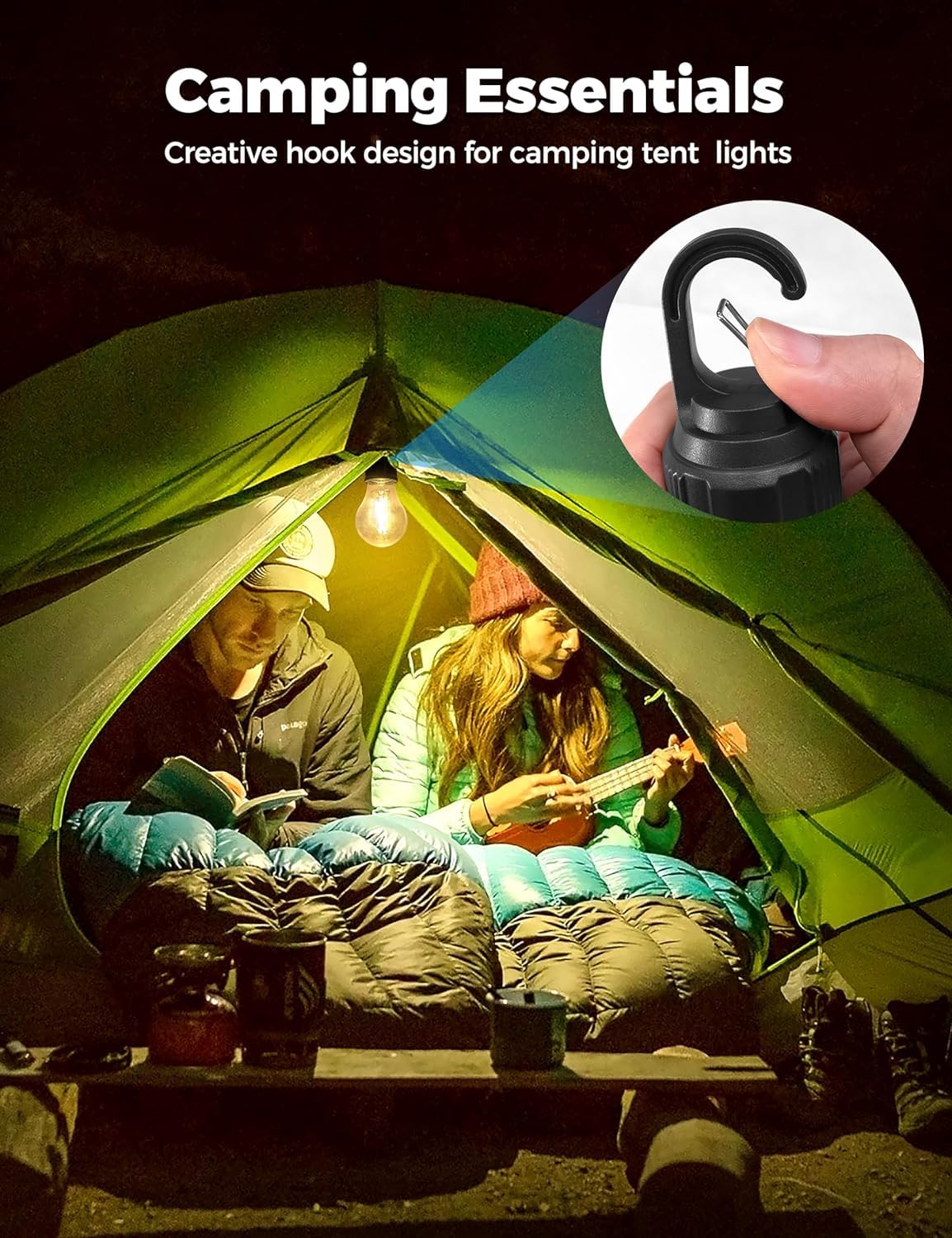 Rechargeable Camping Lights – Waterproof LED Tent Lantern with USB Cable | 3 Modes Hanging Light for Hiking, Emergency, Household, Car Repair (1PCS) - CARTitCARTitCARTit