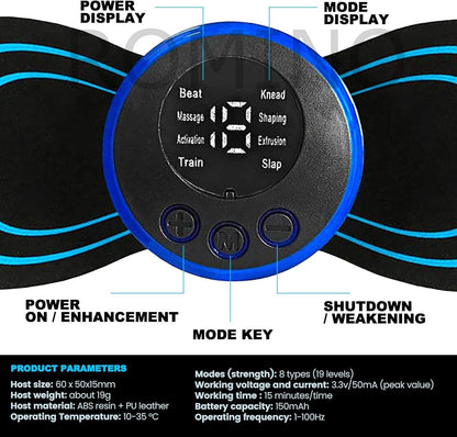 Wireless EMS Mini Body Massager Machine Portable Butterfly Massager for Blood Circulation, Pain Relief with 8 Modes & 19 Strength Levels (Mini Massager) - CARTitCARTitCARTit