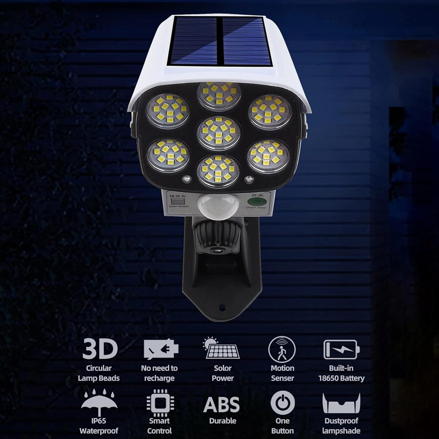 Solar Light Outdoor 77 LED Motion Sensor Security Camera Shaped Wall Lamp, Waterproof, Rotatable, with Remote Control - CARTitCARTitCARTit