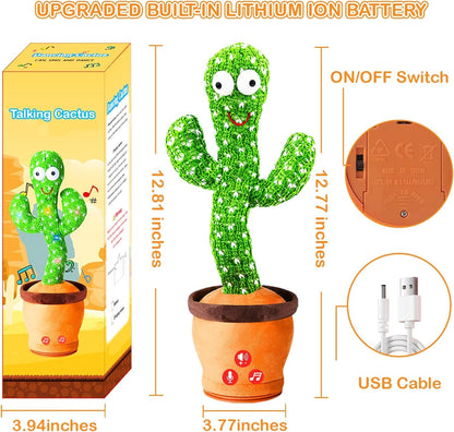 Rechargeable Talking & Dancing Cactus Toy – Musical, Repeating Plush for Babies & Kids (0–3 Years) - CARTitCARTitCARTit