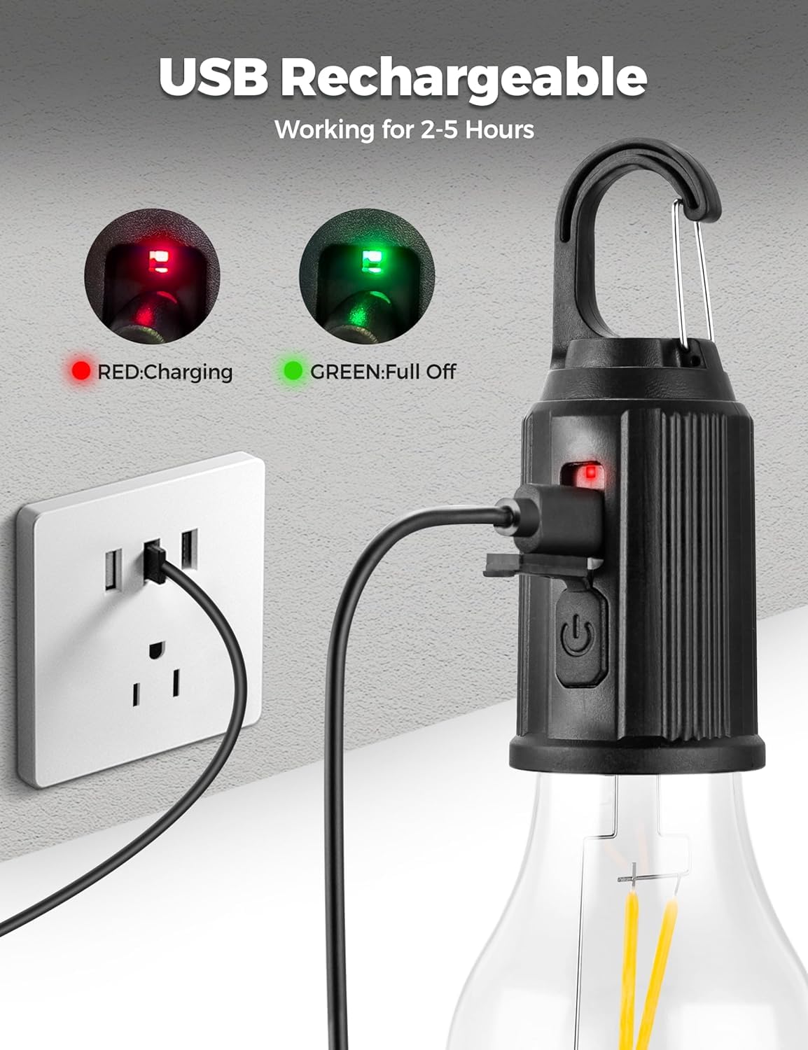 Rechargeable Camping Lights – Waterproof LED Tent Lantern with USB Cable | 3 Modes Hanging Light for Hiking, Emergency, Household, Car Repair (1PCS) - CARTitCARTitCARTit