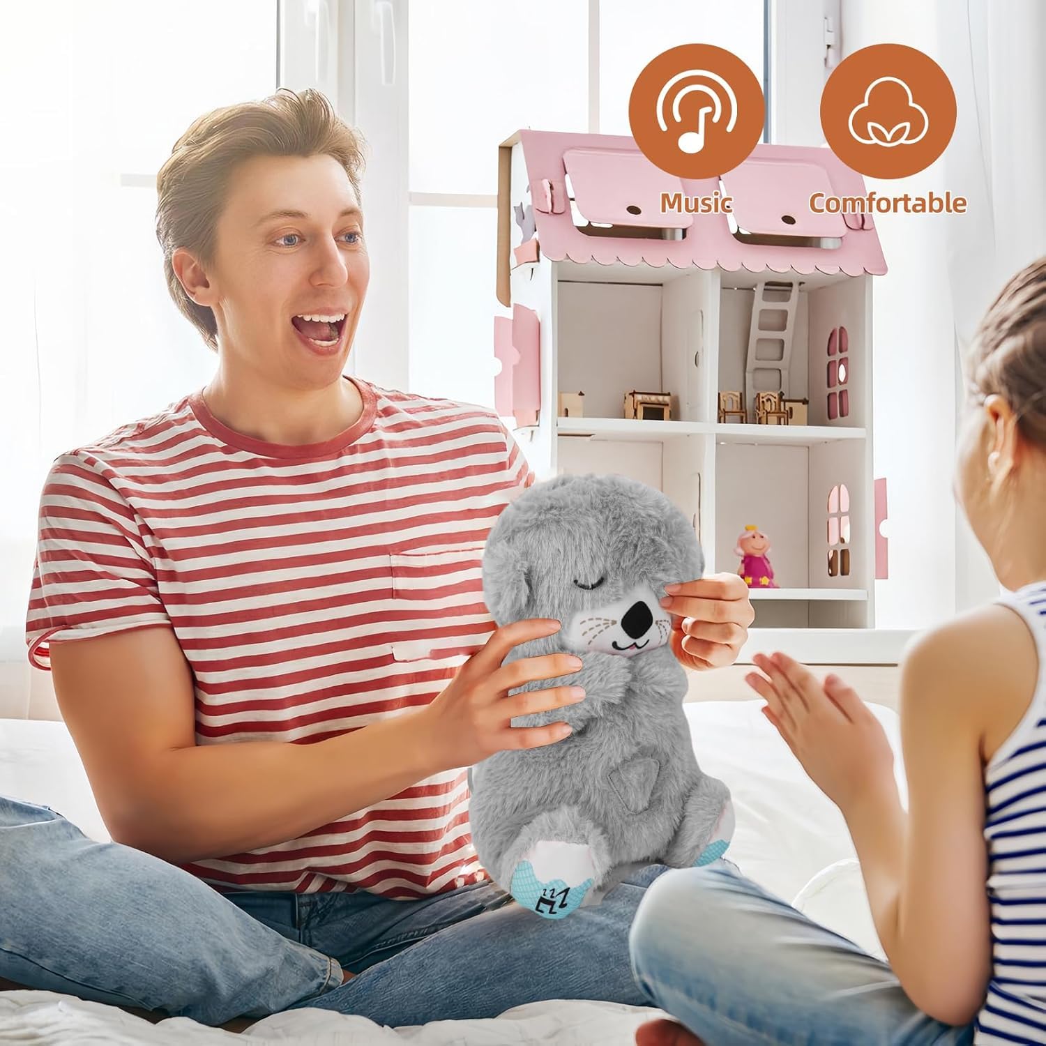 CARTit Breathing Teddy Bear with Light – Otter Glowing Plush with Soothing Music & Rhythmic Motion for Babies, Kids & Valentine Gifting - CARTitCARTitCARTit