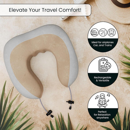 Premium Neck Pillow Massager for Travel | Pure Memory Foam for Neck Rest Support Pain Relief Rechargeable Pillow for Airplane,Travelling,Home,Office,Flight - CARTitCARTitCARTit