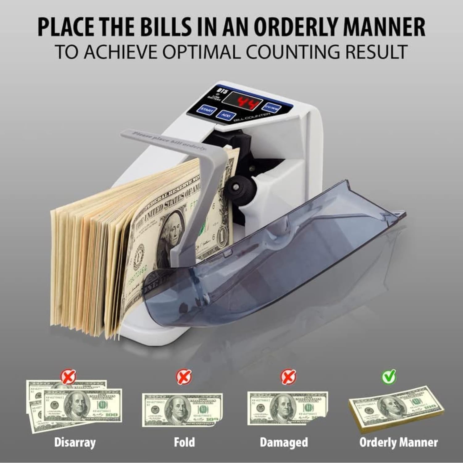 Portable LED Display Mini Note Counting Machine for Home, Office, Business | Indian Currency/Cash Counting Machine | WM Function |Auto - shutoff | White - CARTitCARTitCARTit