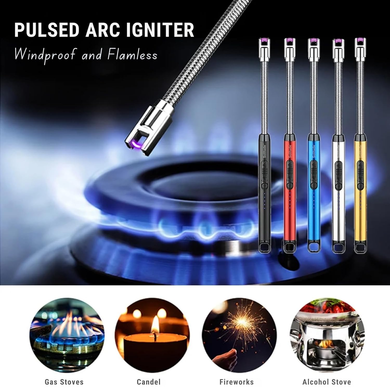 Rechargeable Electric Gas Lighter for Kitchen – USB Windproof Arc Lighter with 360° Flexible Neck for Stove, Candles, Pooja - CARTitCARTitCARTit