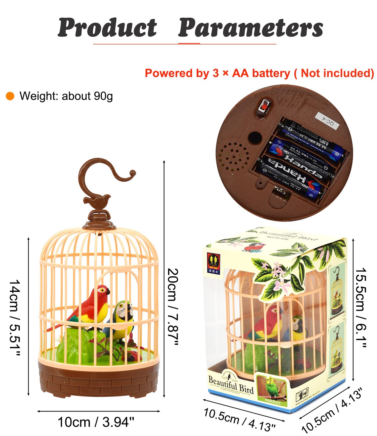 Singing & Moving Bird Toy in Hanging Cage – Chirping Musical Pet Toy for Kids, Home Decor, Living Room & Garden – Realistic Sound & Motion - CARTitCARTitCARTit