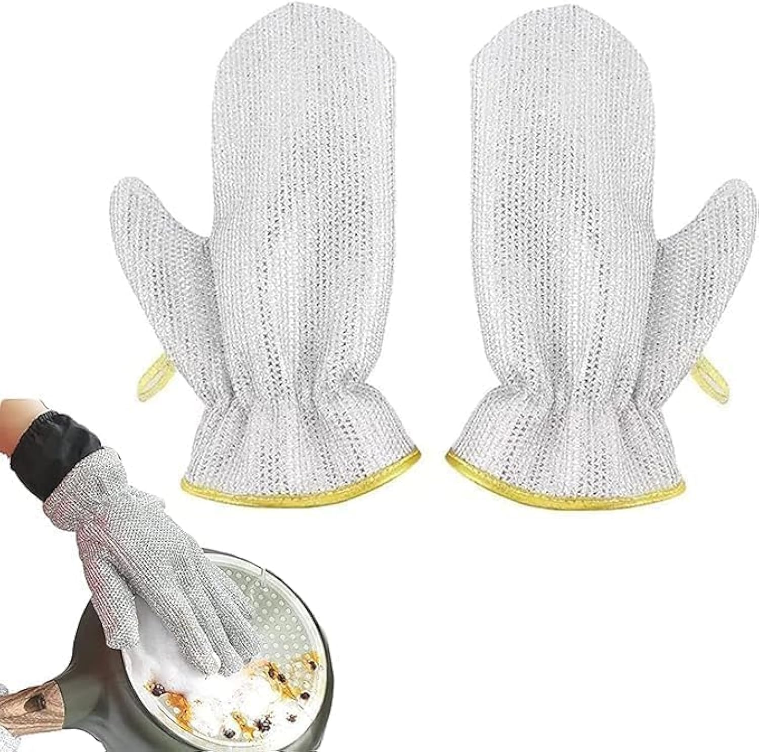 Aluminium Dishwashing Hand Gloves Non Scratch Wire, Waterproof Home Kitchen Utensils Cleaning Gloves for Washing Dish Easy Rinsing, Reusable Cleans Dishes Pots, Pans, Sinks, 2 pieces - CARTitCARTitCARTit