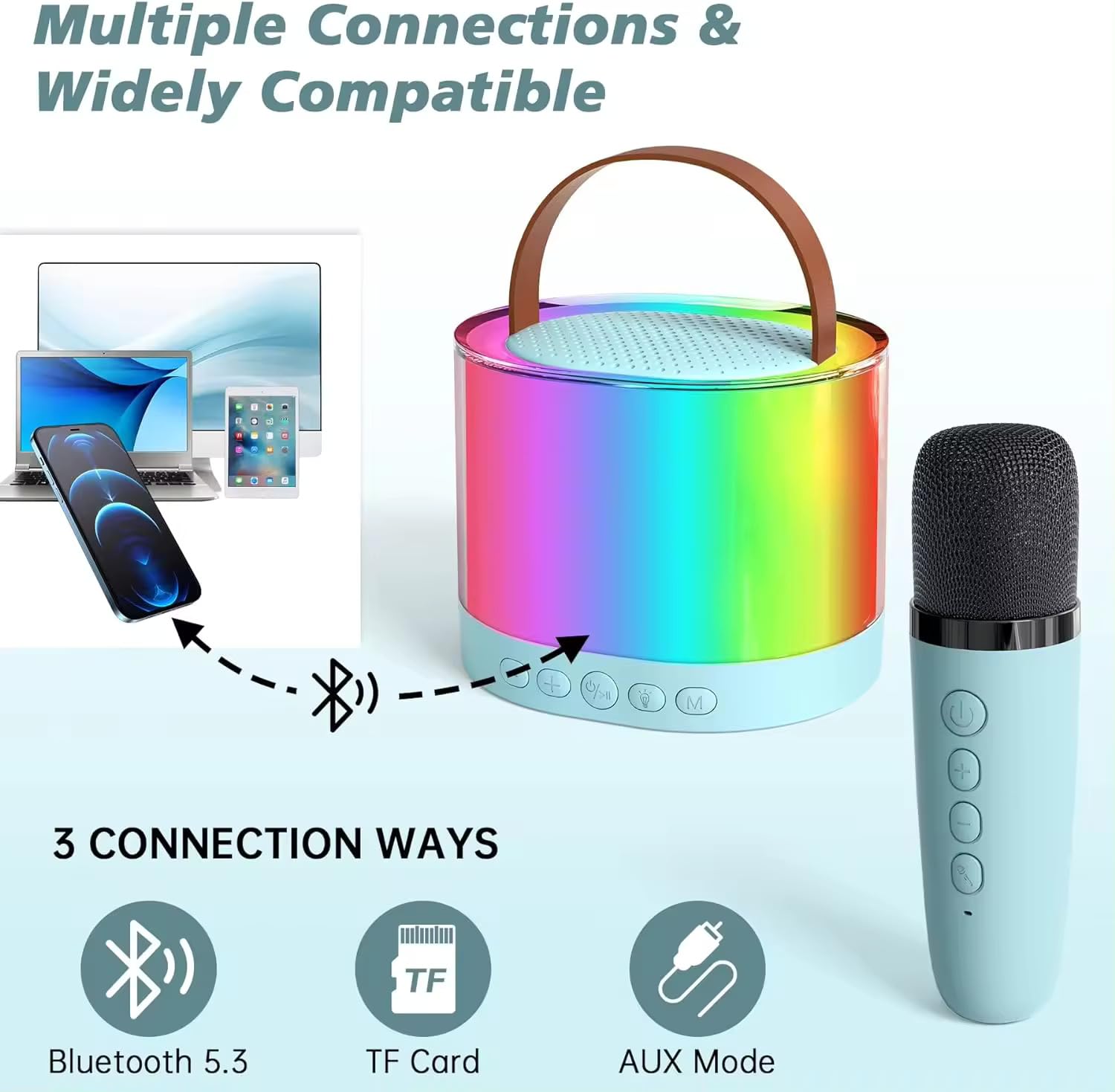 Mini Karaoke Machine Microphone Portable Bluetooth Wireless Speaker with Wireless Mic for Music Toys Christmas Birthday Gifts for Girls & Boys - CARTitCARTitCARTit