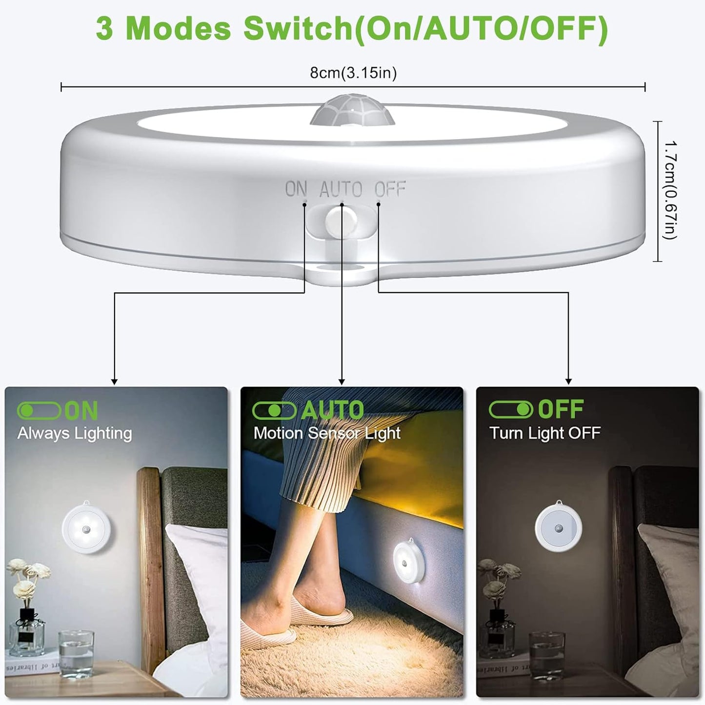 Motion Sensor Light, Battery Powered LED Sensor Light for Home with On/Auto/Off Switch, Cordless Magnet Wall Light for Stairs, Cold(1 Pack) - Plastic;Acrylonitrile Butadiene Styrene - CARTitCARTitCARTit