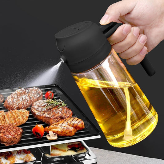 2 in 1 Glass Oil Spray Bottle – 450ml Oil & Vinegar Dispenser Sprayer for Kitchen, Air Fryer, Salad, Baking, BBQ & Cooking Preparation - CARTitCARTitCARTit