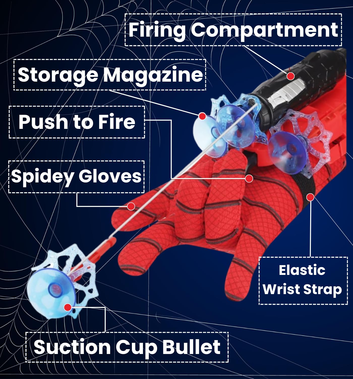 Spider Web Shooters Toy for Kids – Hero Launcher Wrist Toy Set | Fun & Educational | Sticky Wall Soft Bomb for Cosplay & Interactive Play | Birthday Gift (Pack of 1, Red) - CARTitCARTitCARTit