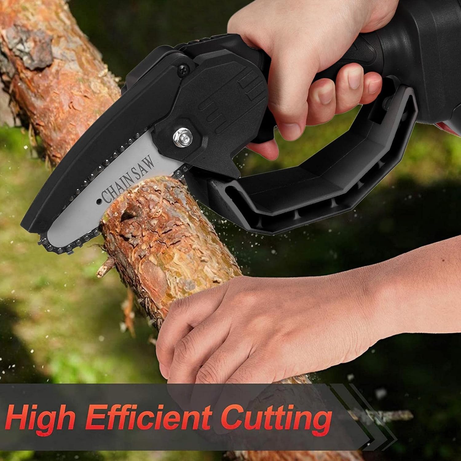 Mini Chainsaw 4 - Inch – 48V Cordless Handheld Electric Chainsaw with Safety Lock & One Large Battery | Tree Trimming & Wood Cutting Tool - CARTitCARTitCARTit