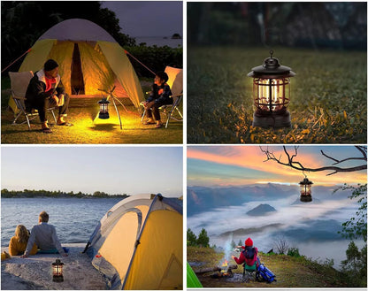 Rechargeable LED Camping Lantern – Portable Hanging Tent Light | Stepless Dimming, Waterproof, Vintage Design - CARTitCARTitCARTit