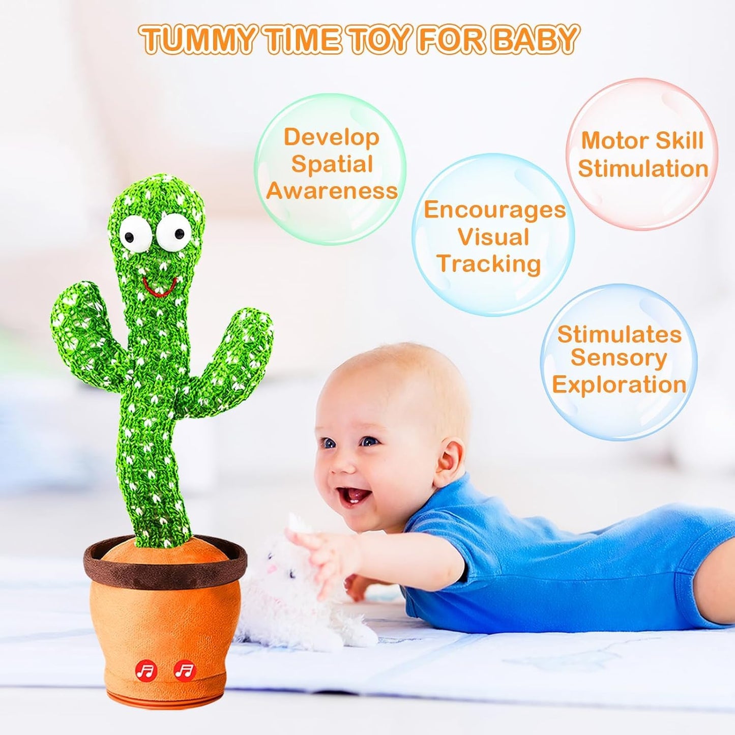 Rechargeable Talking & Dancing Cactus Toy – Musical, Repeating Plush for Babies & Kids (0–3 Years) - CARTitCARTitCARTit