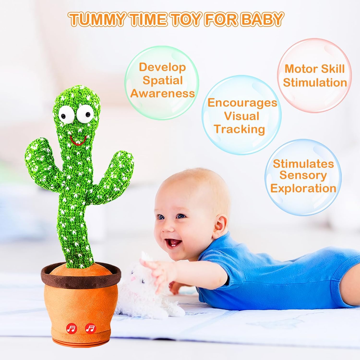 Rechargeable Talking & Dancing Cactus Toy – Musical, Repeating Plush for Babies & Kids (0–3 Years) - CARTitCARTitCARTit