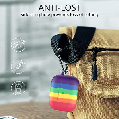 AirPods Pro Cover Portable Silicone Skin Cover with Keychain Carabiner (Supports Wireless Charging) Compatible for Headphones, AirPods Pro (2019) - (Rainbow) - CARTitCARTitCARTit