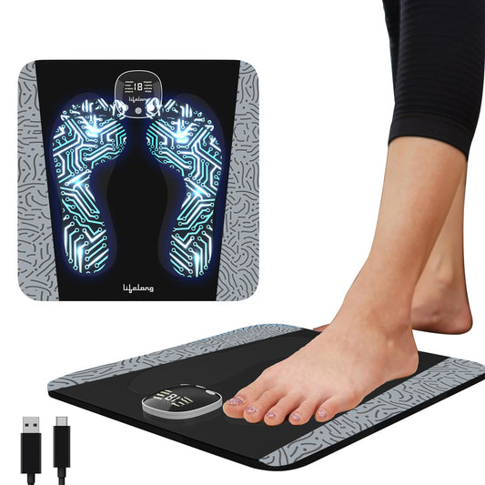 Lifelong EMS Foot Massager - Electric Foot Massager Machine for Pain Relief - 8 Modes, 19 Intensity Levels - Rechargeable, Wireless, Portable - CARTitCARTitCARTit