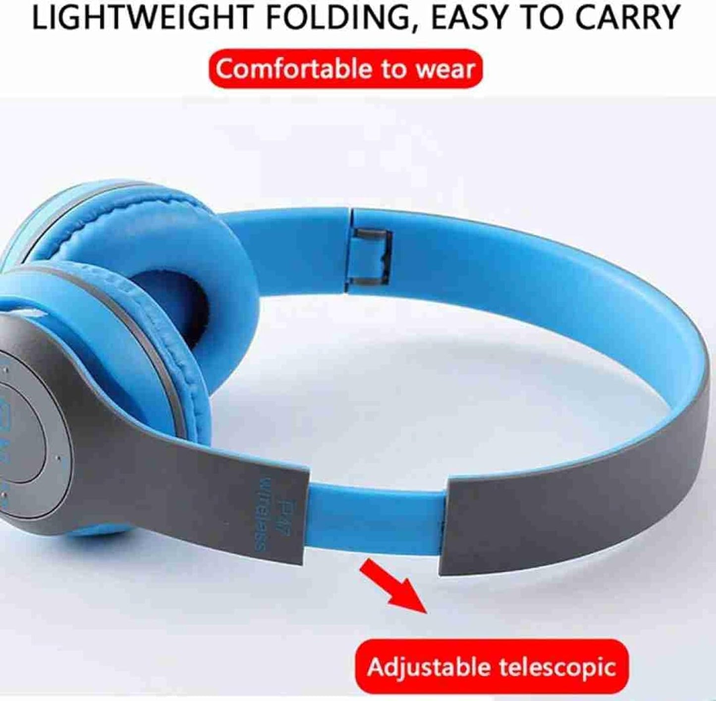A Connect Z P47 Wireless Headphone – Bluetooth Headset with Mic, Sports Over - Ear Design, Stereo Sound - CARTitCARTitCARTit