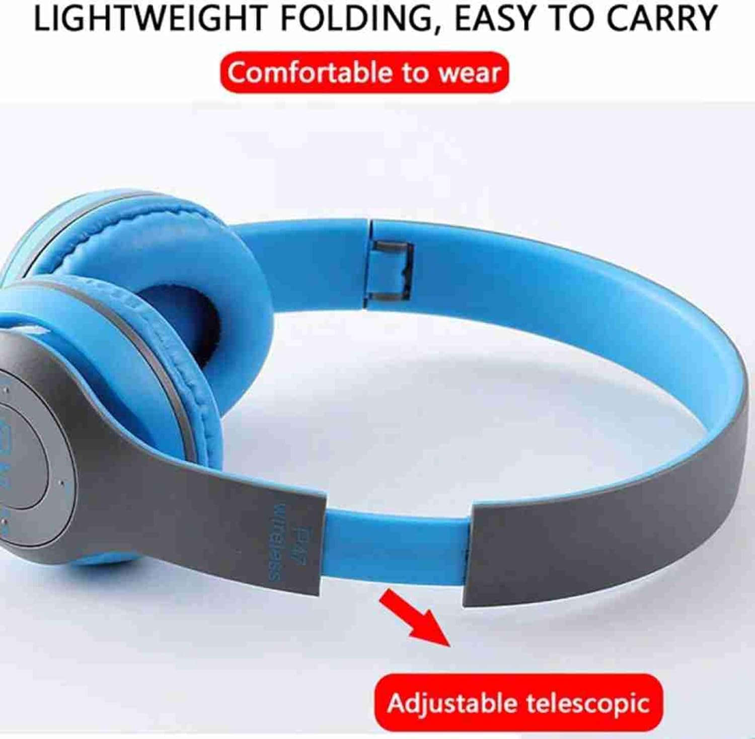 A Connect Z P47 Wireless Headphone – Bluetooth Headset with Mic, Sports Over - Ear Design, Stereo Sound - CARTitCARTitCARTit