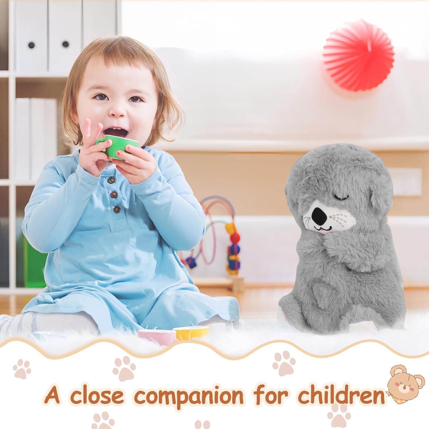 CARTit Breathing Teddy Bear with Light – Otter Glowing Plush with Soothing Music & Rhythmic Motion for Babies, Kids & Valentine Gifting - CARTitCARTitCARTit