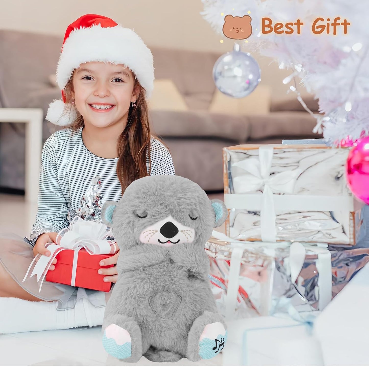 CARTit Breathing Teddy Bear with Light – Otter Glowing Plush with Soothing Music & Rhythmic Motion for Babies, Kids & Valentine Gifting - CARTitCARTitCARTit