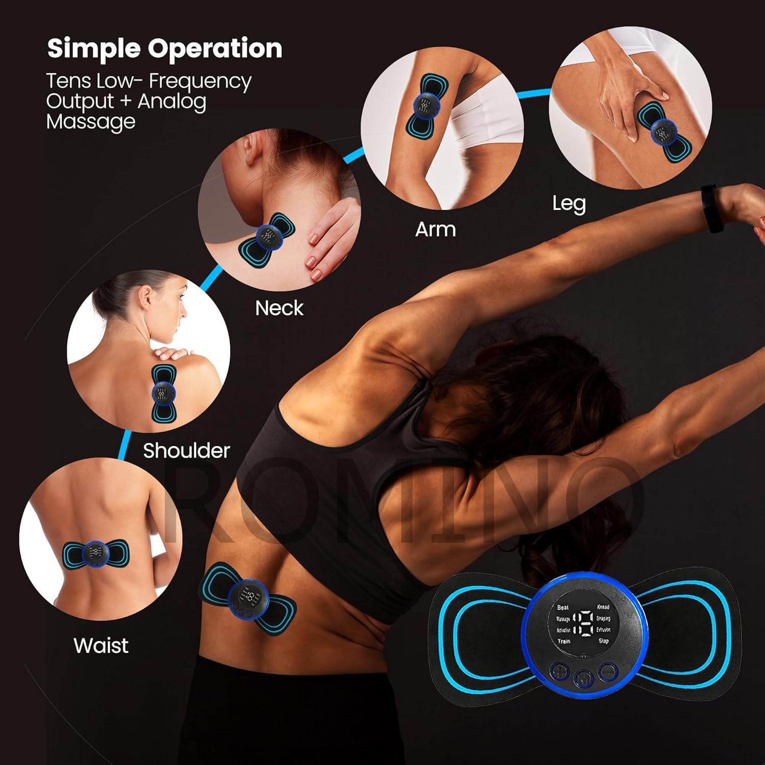 Wireless EMS Mini Body Massager Machine Portable Butterfly Massager for Blood Circulation, Pain Relief with 8 Modes & 19 Strength Levels (Mini Massager) - CARTitCARTitCARTit