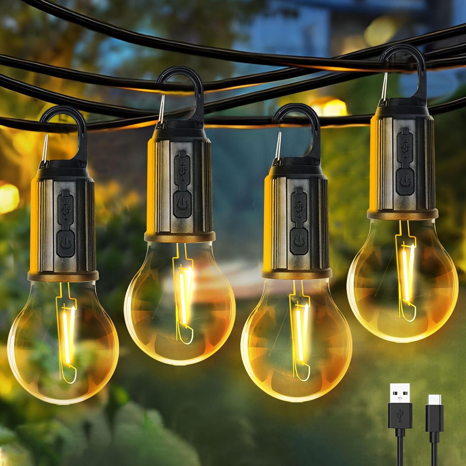 Rechargeable Camping Lights – Waterproof LED Tent Lantern with USB Cable | 3 Modes Hanging Light for Hiking, Emergency, Household, Car Repair (1PCS) - CARTitCARTitCARTit