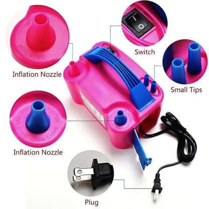 Party Propz 220V 600W Dual Nozzle Electric Air Balloon Pump Machine - Pack of 1 Electric Balloon Pump Machine | Balloon Blower Machine | Balloon Pumper | Balloon Inflator Pump Electric (Pink) - CARTitCARTitCARTit