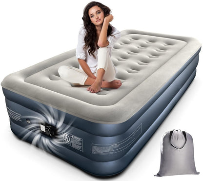 Airefina Elevated Twin Air Mattress with Built - in Pump – 18" Inflatable Bed for Guests, Fast Inflation, Comfortable & Supportive Sleeping Surface - CARTitCARTitCARTit