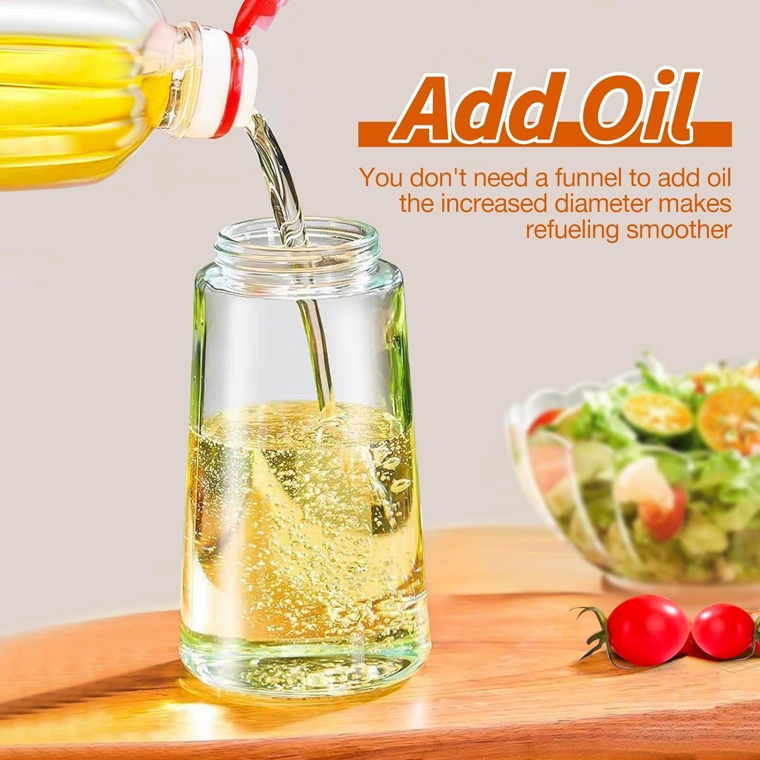 2 in 1 Glass Oil Spray Bottle – 450ml Oil & Vinegar Dispenser Sprayer for Kitchen, Air Fryer, Salad, Baking, BBQ & Cooking Preparation - CARTitCARTitCARTit