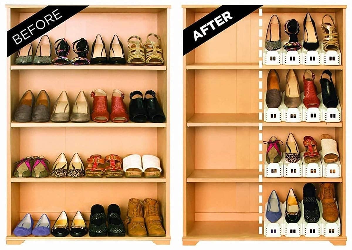 Shoe Slots Organizer Space Saver Double Deck Shoe Rack Adjustable Shoe Slots for Closet Organization (Pack of 10) (Multicolor) - CARTitCARTitCARTit