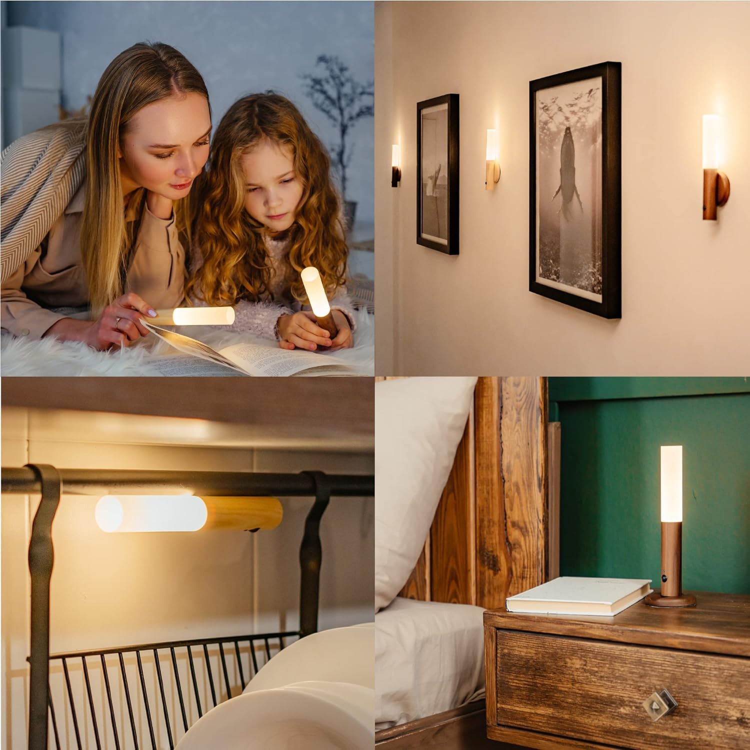 Motion Sensor Night Lights Magnet Body Sensor Hallway, Rechargeable Led Light Portable Stairway, Wooden Wall Sconce Battery Powered Cabinet Lights... - CARTitCARTitCARTit