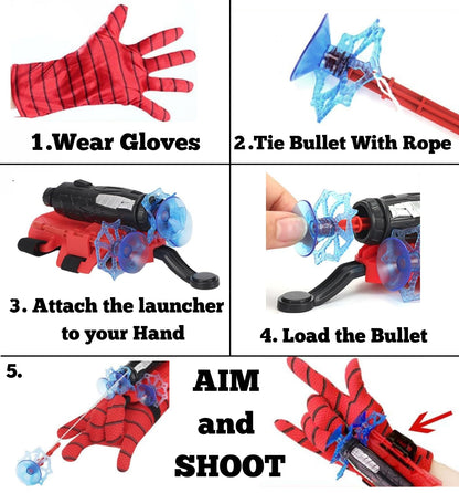 Spider Web Shooters Toy for Kids – Hero Launcher Wrist Toy Set | Fun & Educational | Sticky Wall Soft Bomb for Cosplay & Interactive Play | Birthday Gift (Pack of 1, Red) - CARTitCARTitCARTit