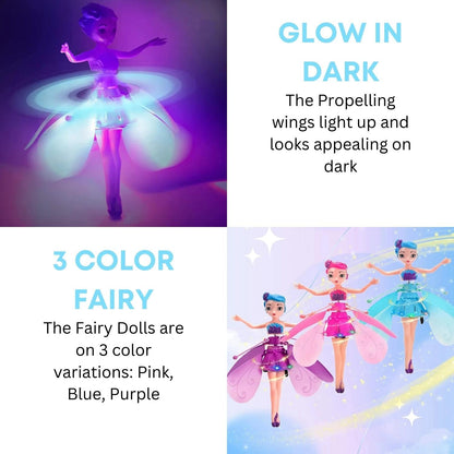 Magical Flying Fairy Doll with Hand Sensor Control – USB Rechargeable Sky Dancers Princess Toy for Girls & Boys – Glitter Rainbow Flying Doll (Random Color) - CARTitCARTitCARTit