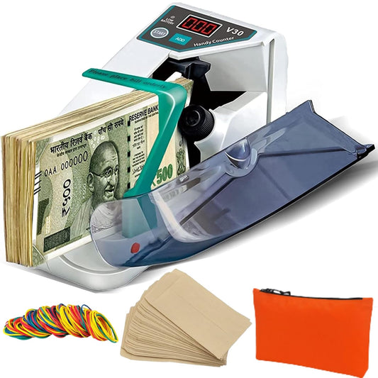 Portable LED Display Mini Note Counting Machine for Home, Office, Business | Indian Currency/Cash Counting Machine | WM Function |Auto - shutoff | White - CARTitCARTitCARTit