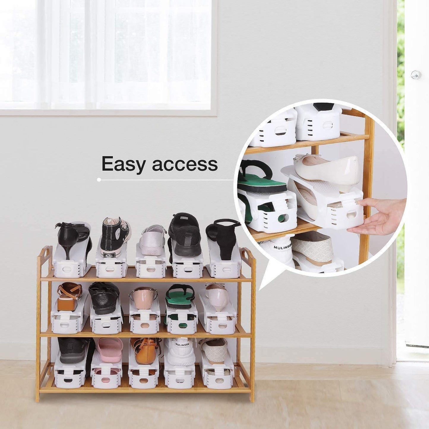 Shoe Slots Organizer Space Saver Double Deck Shoe Rack Adjustable Shoe Slots for Closet Organization (Pack of 10) (Multicolor) - CARTitCARTitCARTit