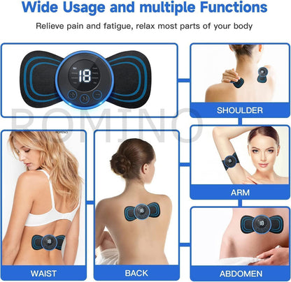 Wireless EMS Mini Body Massager Machine Portable Butterfly Massager for Blood Circulation, Pain Relief with 8 Modes & 19 Strength Levels (Mini Massager) - CARTitCARTitCARTit