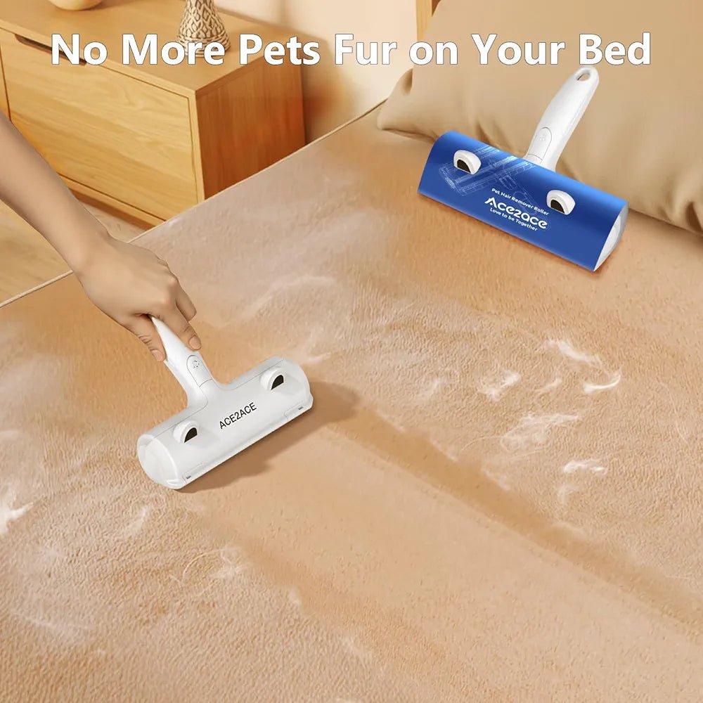 Pet Hair Remover Roller – Reusable Fur Remover Brush for Dogs & Cats | Self - Cleaning Lint Roller for Furniture, Carpet, Bedding, Clothes (White+Blue) - CARTitCARTitCARTit