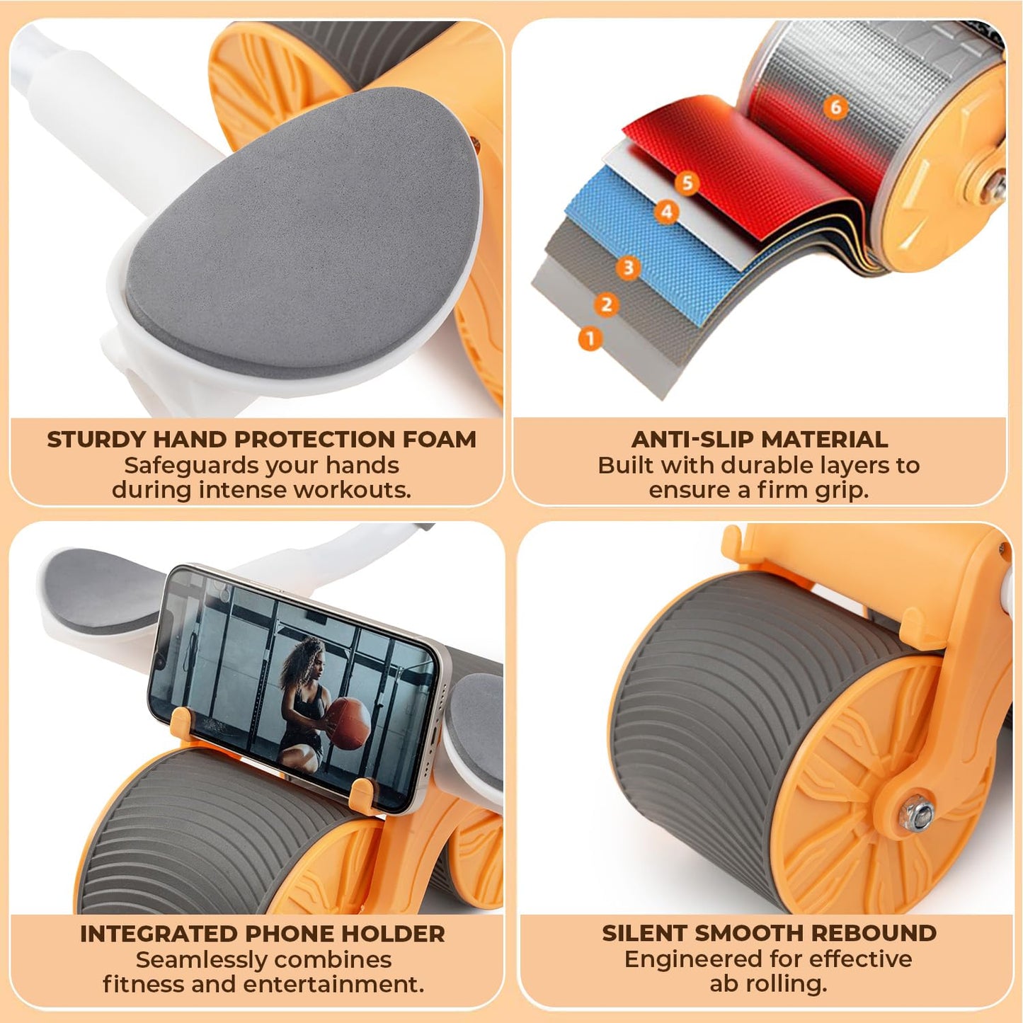 ABSolute Ab Roller – Automatic Rebound Ab Wheel for Men & Women | Home & Gym Ab Workout Equipment with Knee Mat - CARTitCARTitCARTit
