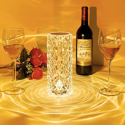 Crystal Diamond LED Table Lamp | 16 Colour Changing Touch Bedside Night Light with Remote | USB Rechargeable Decorative Lamp for Bedroom, Living Room, Party & Dinner - CARTitCARTitCARTit