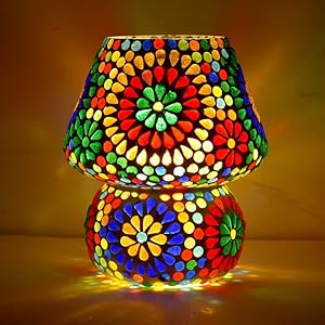 Mosaic Style Dome Shaped Glass Table Lamp Multicolour - CARTitCARTitCARTit