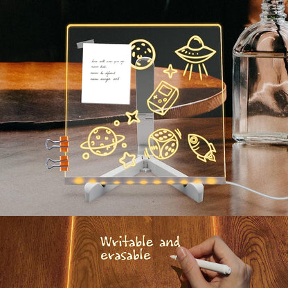 3D Acrylic Writing pad with Pen Message Board rewritable Table lamp for Study LED Light Office Home Decor Gift - CARTitCARTitCARTit