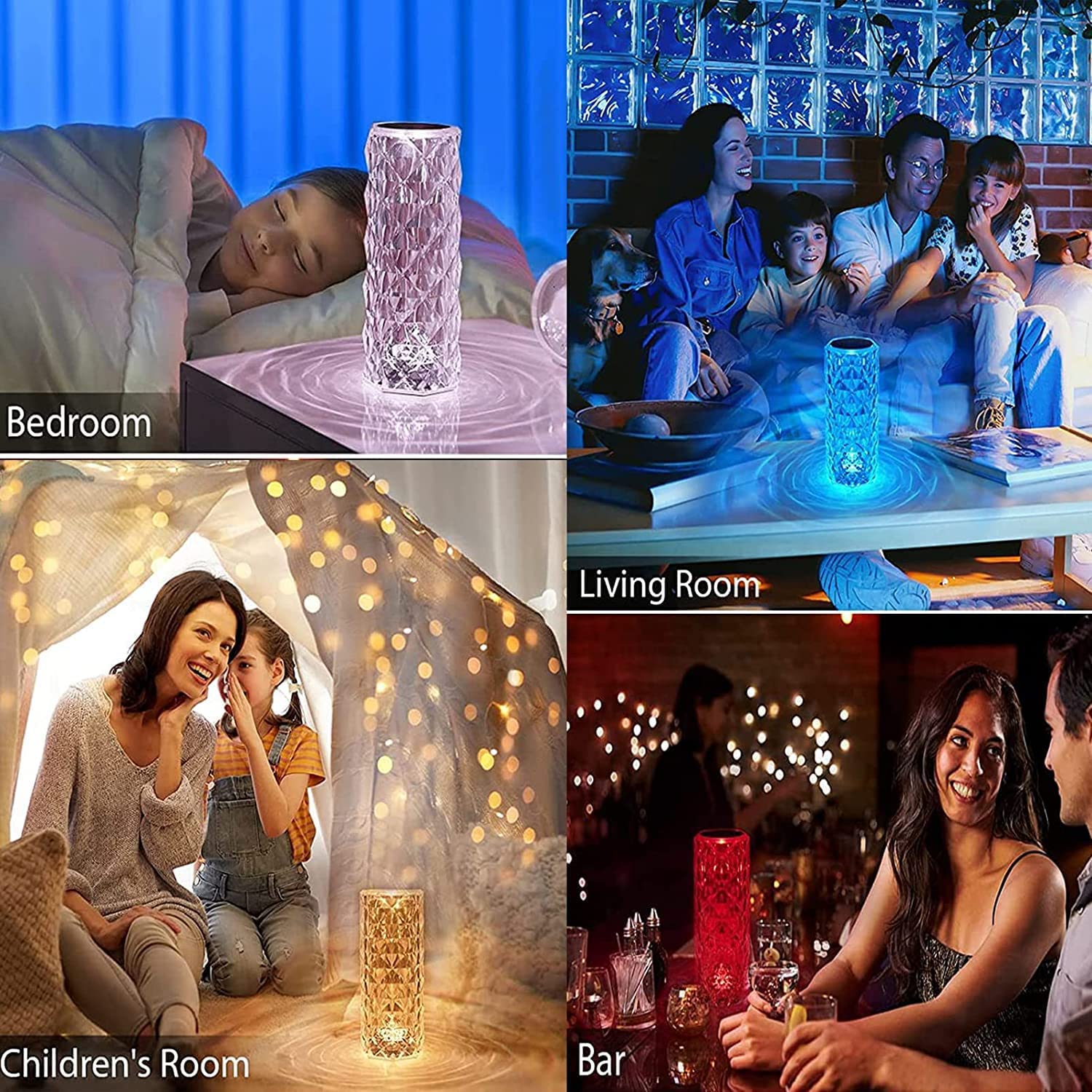 Crystal Diamond LED Table Lamp | 16 Colour Changing Touch Bedside Night Light with Remote | USB Rechargeable Decorative Lamp for Bedroom, Living Room, Party & Dinner - CARTitCARTitCARTit