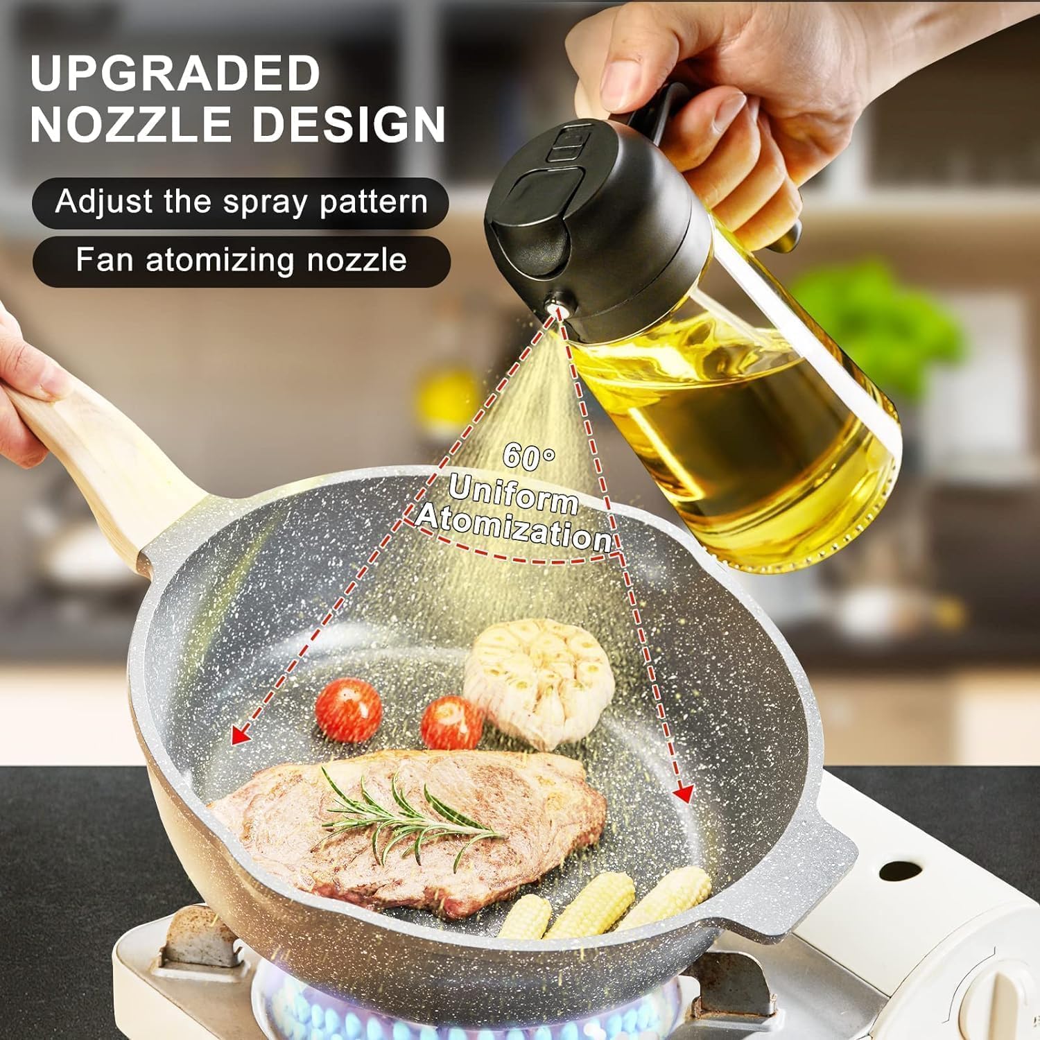 2 in 1 Glass Oil Spray Bottle – 450ml Oil & Vinegar Dispenser Sprayer for Kitchen, Air Fryer, Salad, Baking, BBQ & Cooking Preparation - CARTitCARTitCARTit