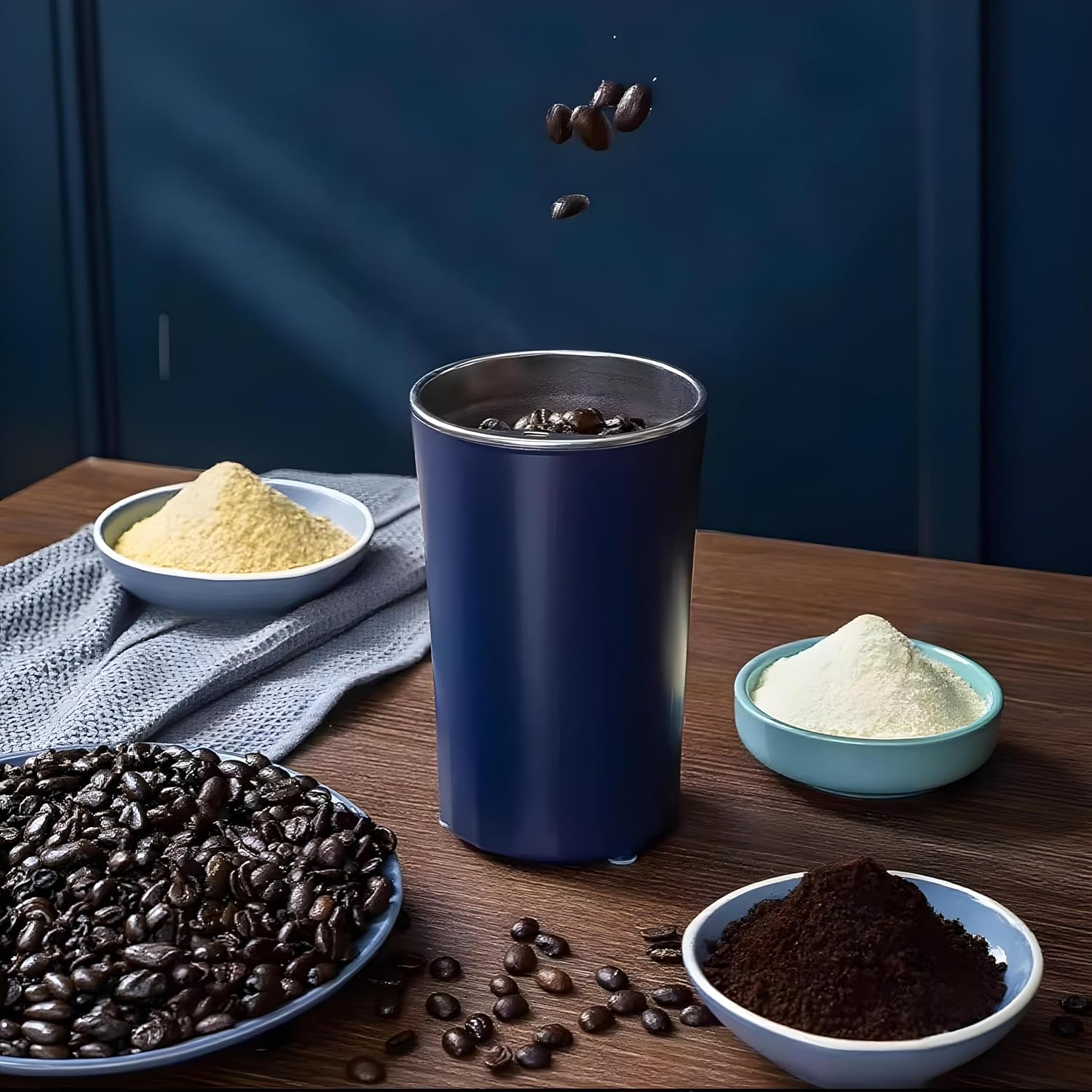 Coffee & Spice Grinder - 4 - Blade Electric Coffee & Spice Grinder – Stainless Steel Portable Mixer for Masala, Herbs, Dry Spices & Nuts – Push Button Control, Compact & Durable for Home Kitchen - CARTitCARTitCARTit
