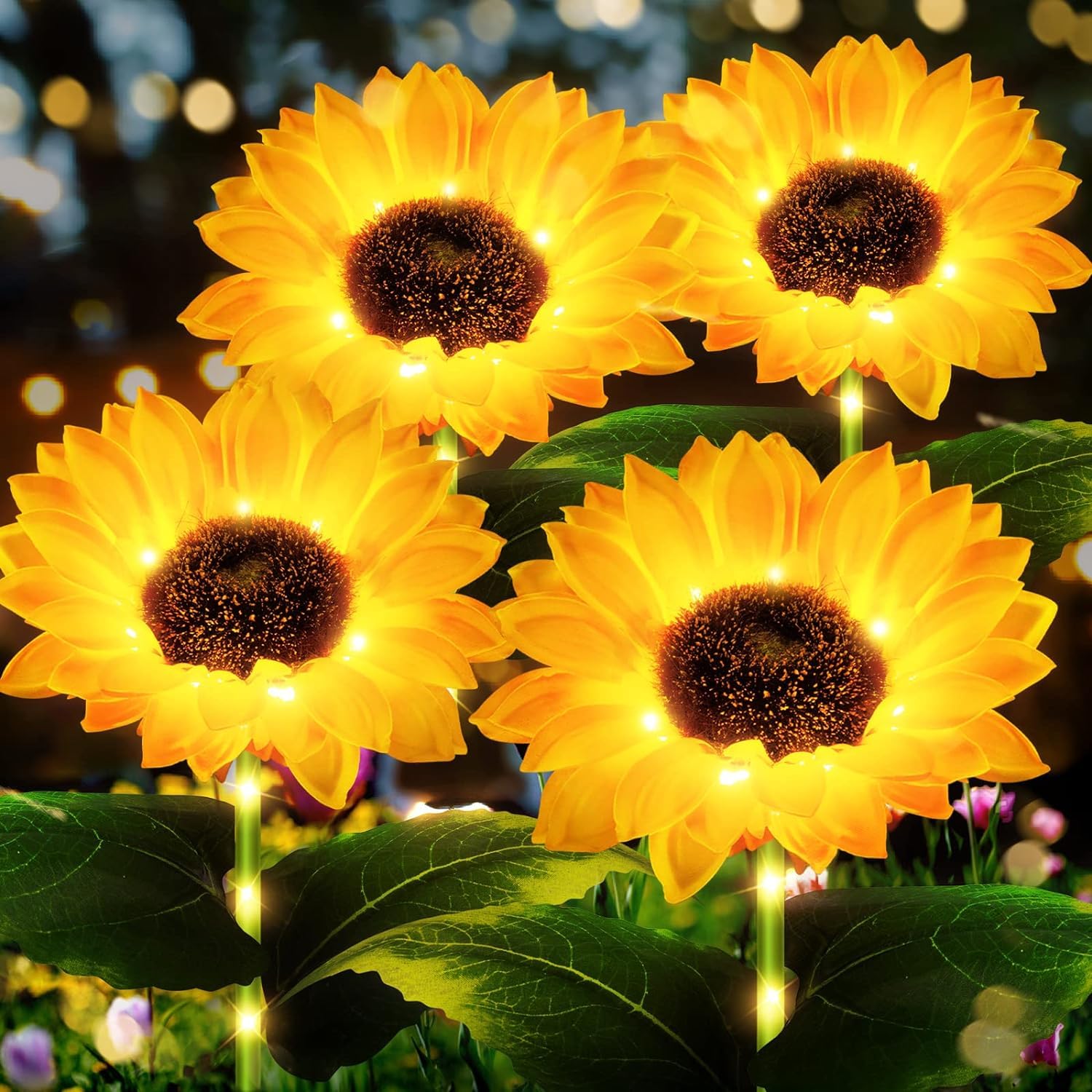 Sunflower Solar LED Garden Decor Lights – Auto Charging Waterproof Outdoor Stake Lights (Set of 2) - CARTitCARTitCARTit